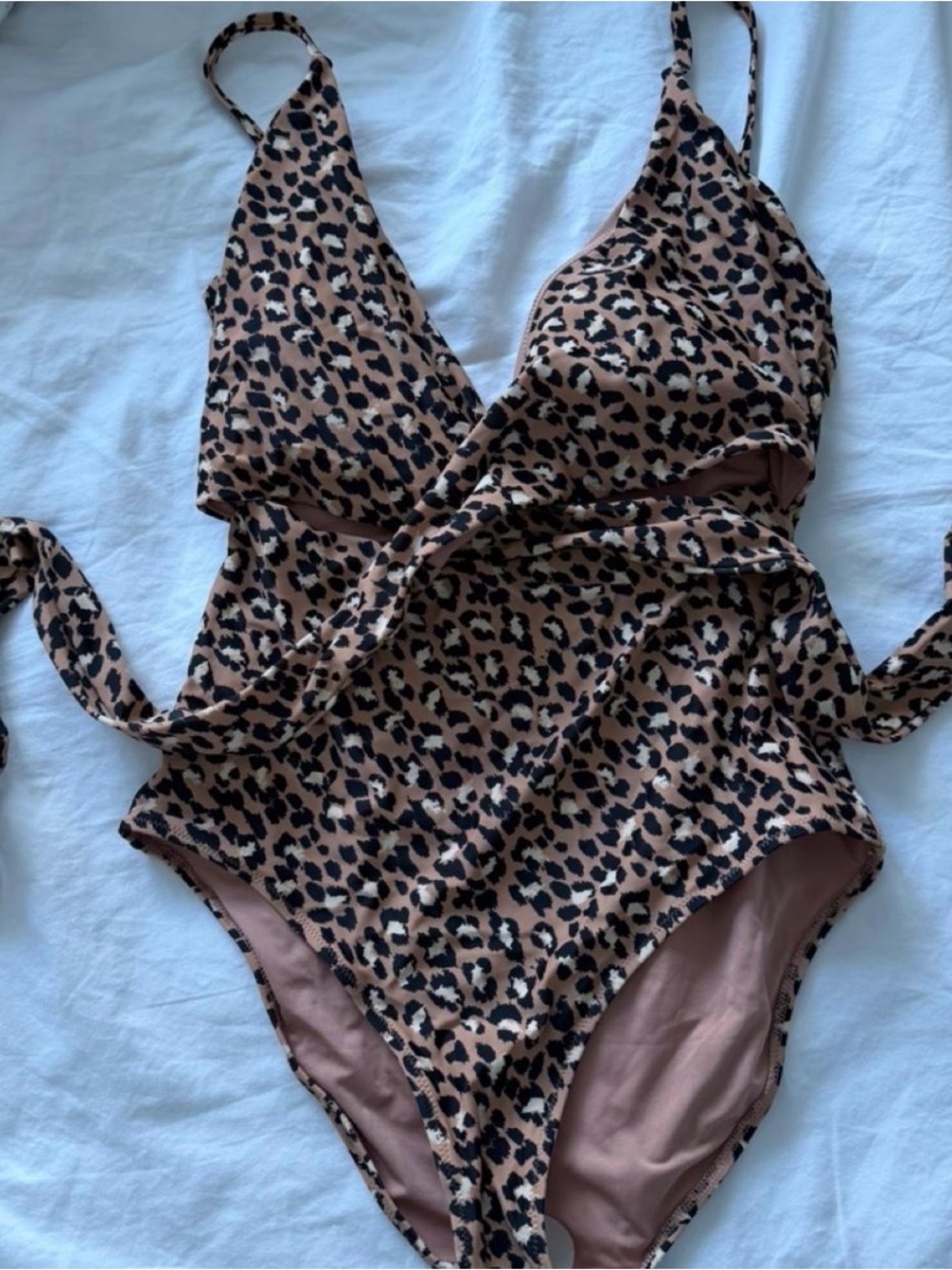 Aerie Leopard Print Wrap One-Piece Swimsuit
